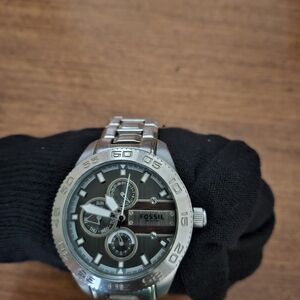 Fossil Black and Silver Chronograph Watch
